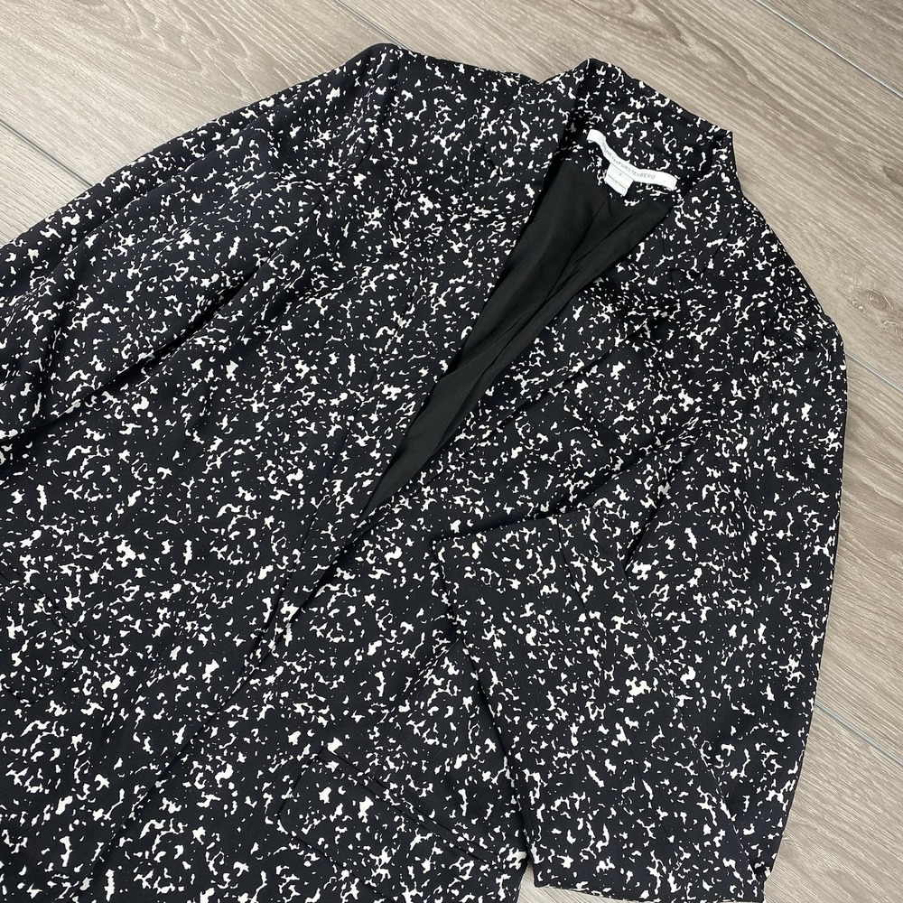 Diane Von Furstenberg Women's Silk Blend‎ Open Blazer Black White 2 Read